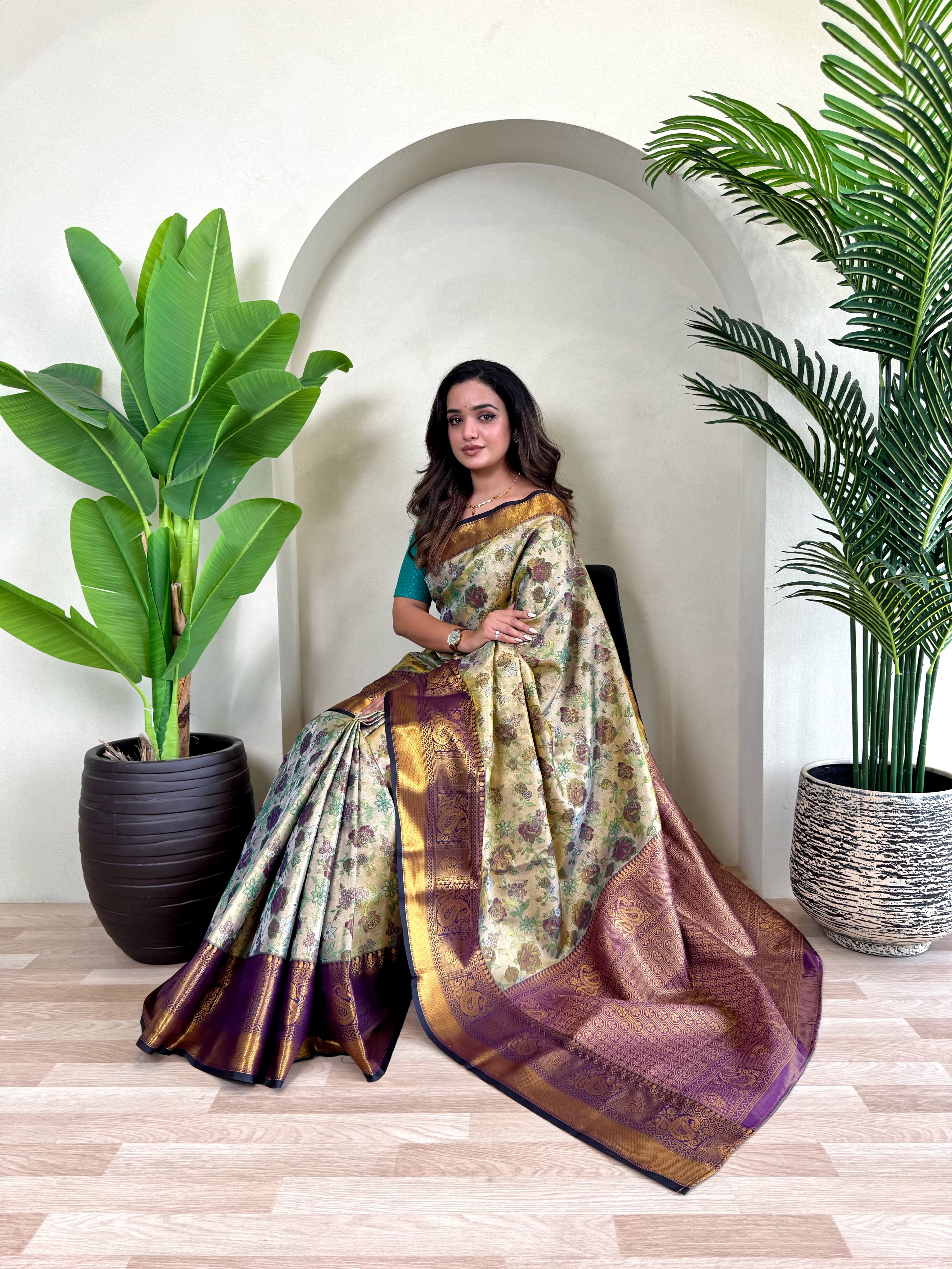 Regal Soft Tebby Silk Saree with Exquisite Floral Weaves