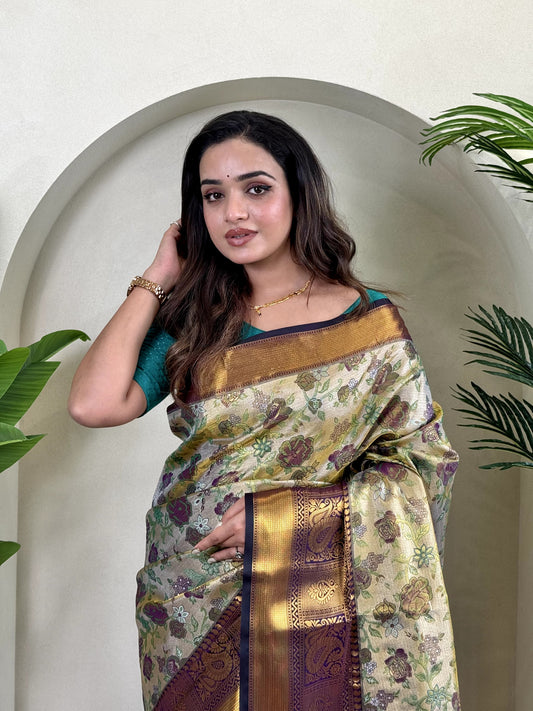 Regal Soft Tebby Silk Saree with Exquisite Floral Weaves