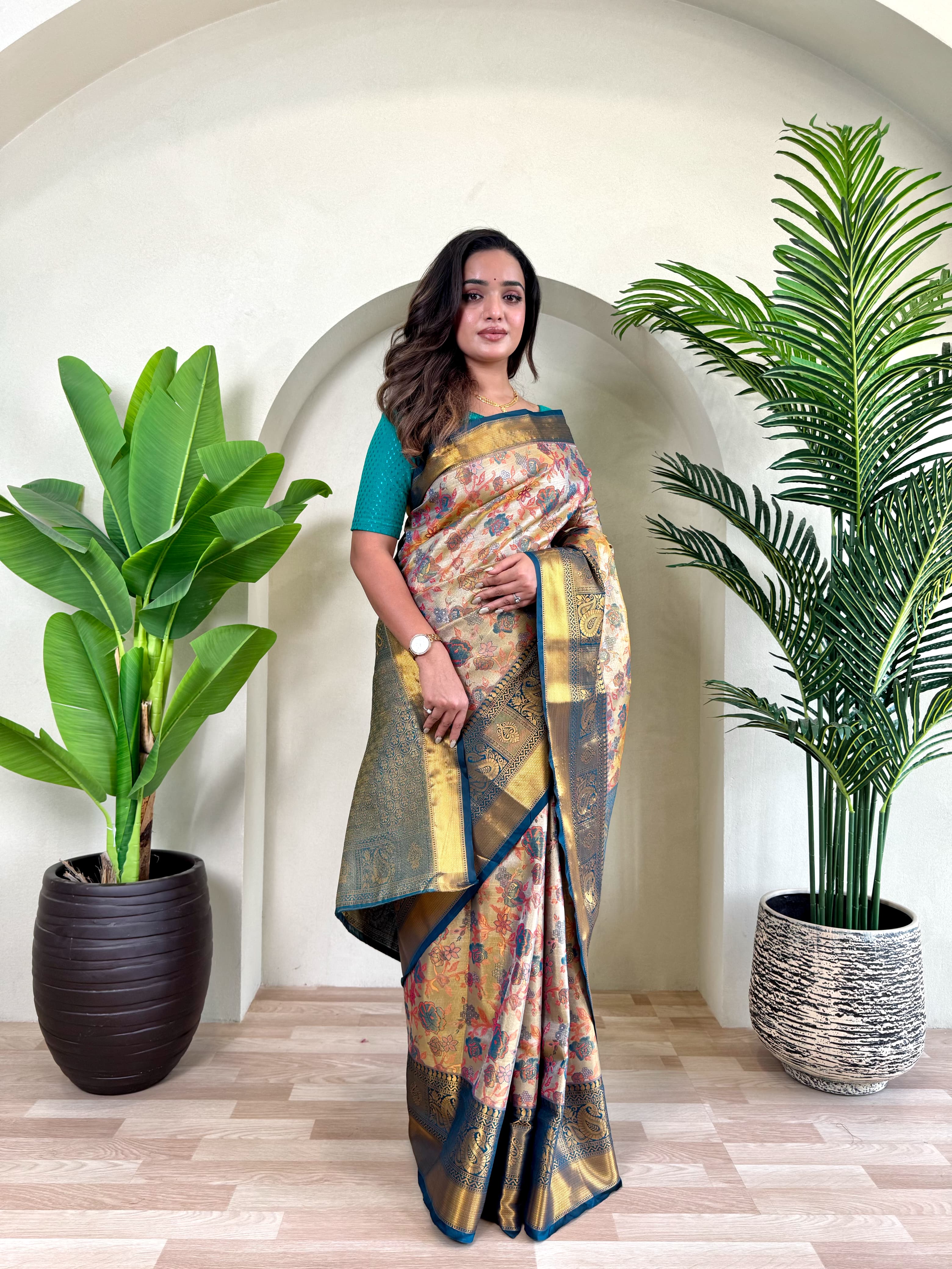 Regal Soft Tebby Silk Saree with Exquisite Floral Weaves