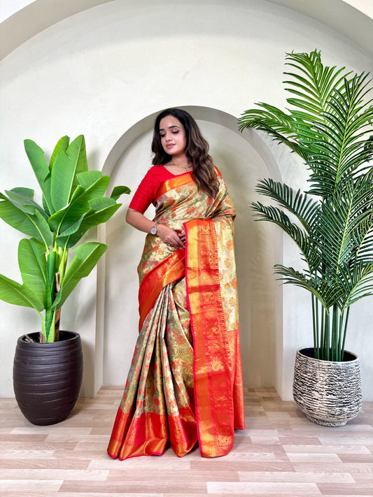 Regal Soft Tebby Silk Saree with Exquisite Floral Weaves