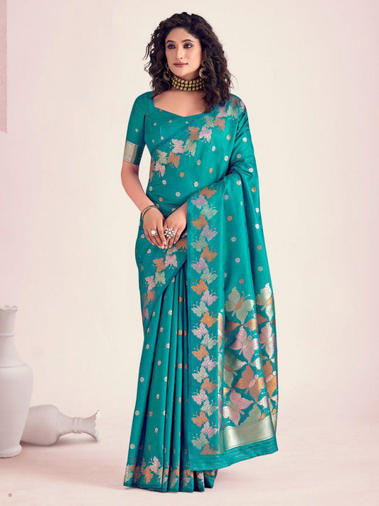 Royal Purple Lichi Silk Saree Jacquard Magic