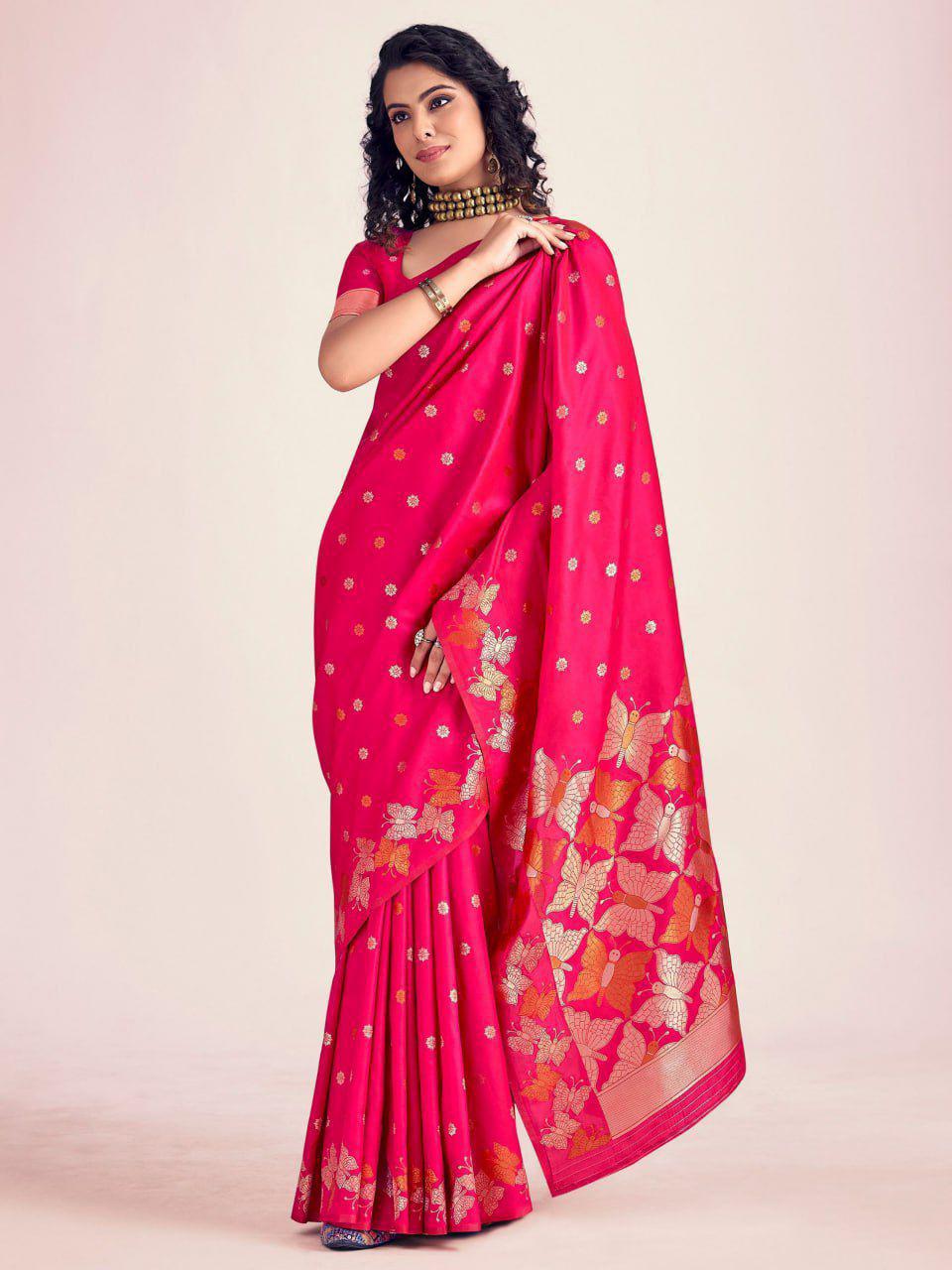 Royal Purple Lichi Silk Saree Jacquard Magic