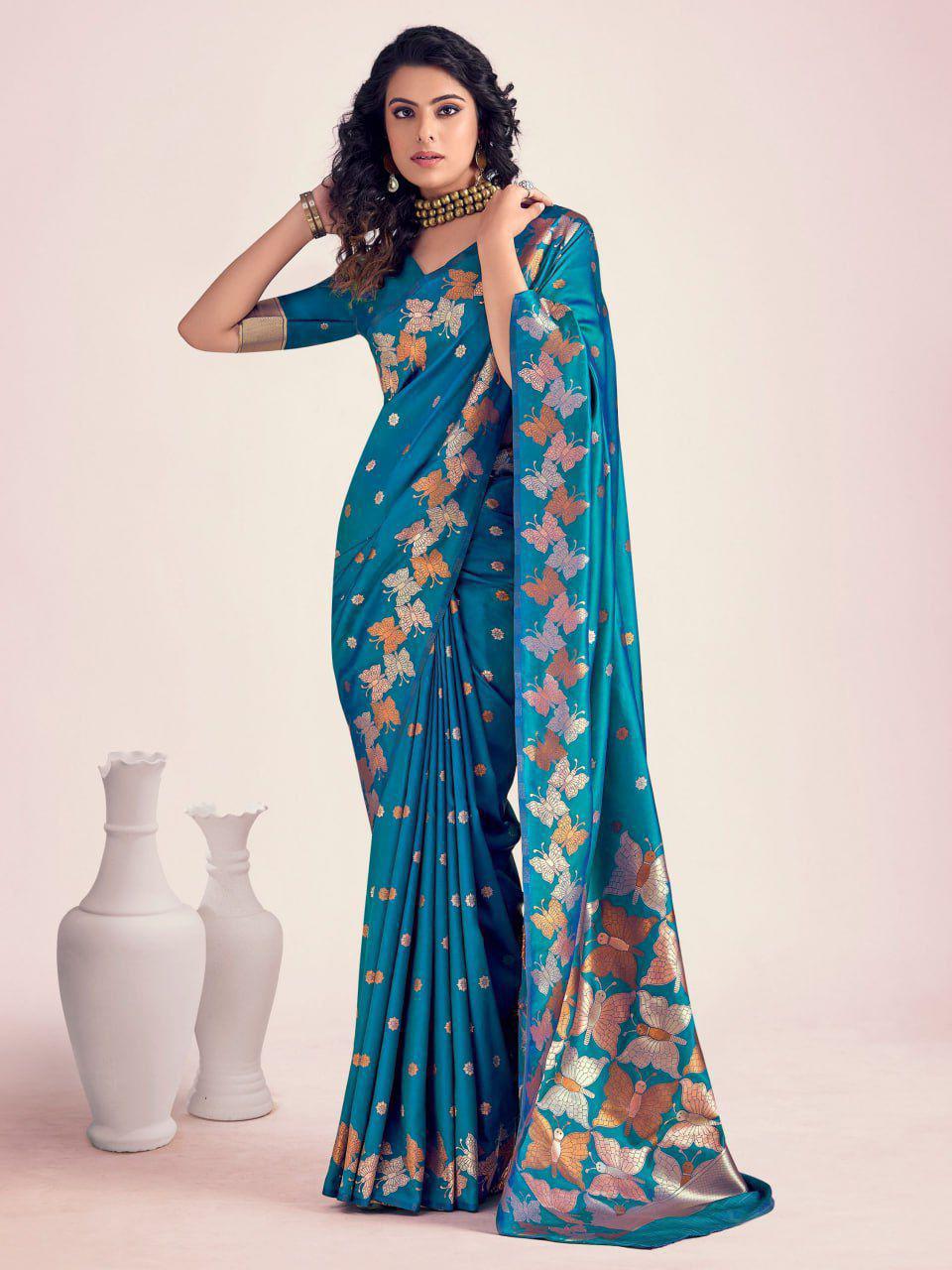 Royal Purple Lichi Silk Saree Jacquard Magic