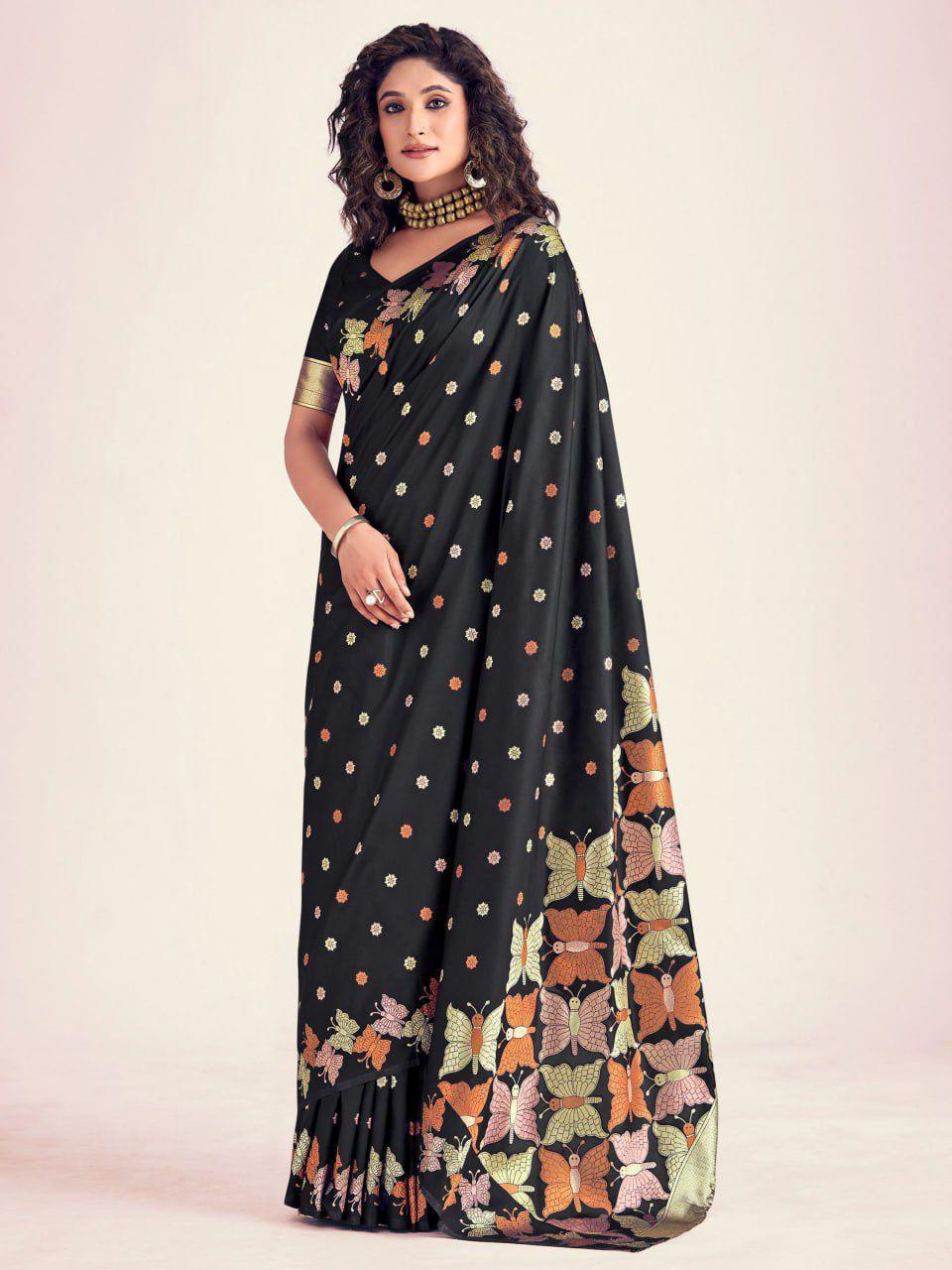 Royal Purple Lichi Silk Saree Jacquard Magic