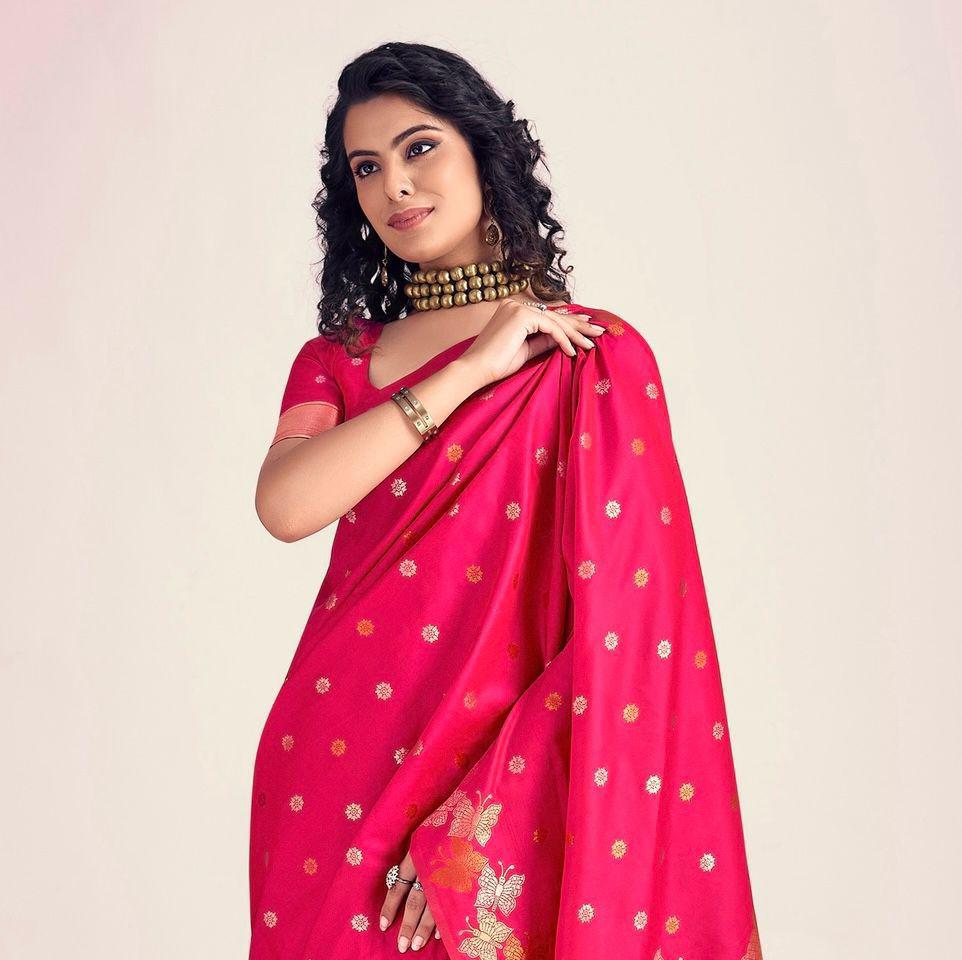 Royal Purple Lichi Silk Saree Jacquard Magic