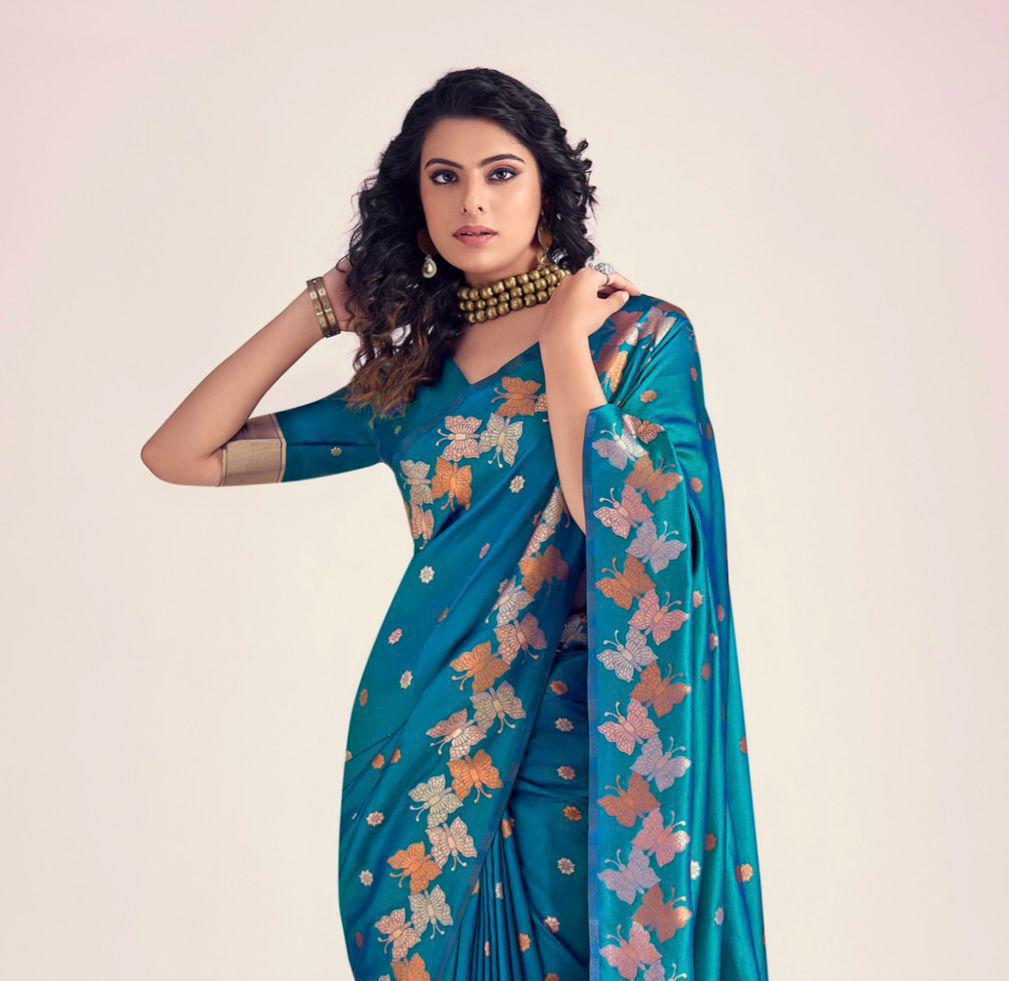 Royal Purple Lichi Silk Saree Jacquard Magic