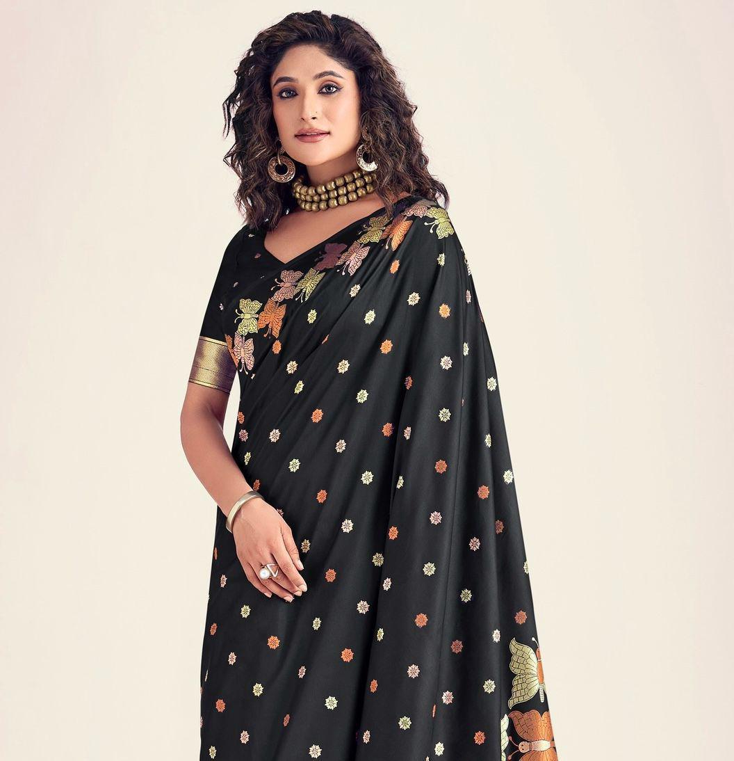 Royal Purple Lichi Silk Saree Jacquard Magic