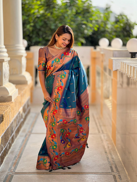 New Celebrity-Inspired Digital Printed Tabby Silk Saree