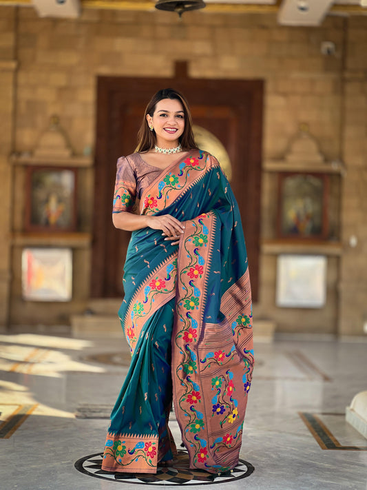 New Celebrity-Inspired Digital Printed Tabby Silk Saree