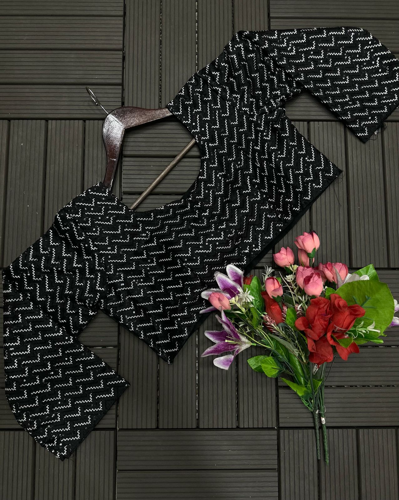 Embroidery Sequence work ready to wear saree