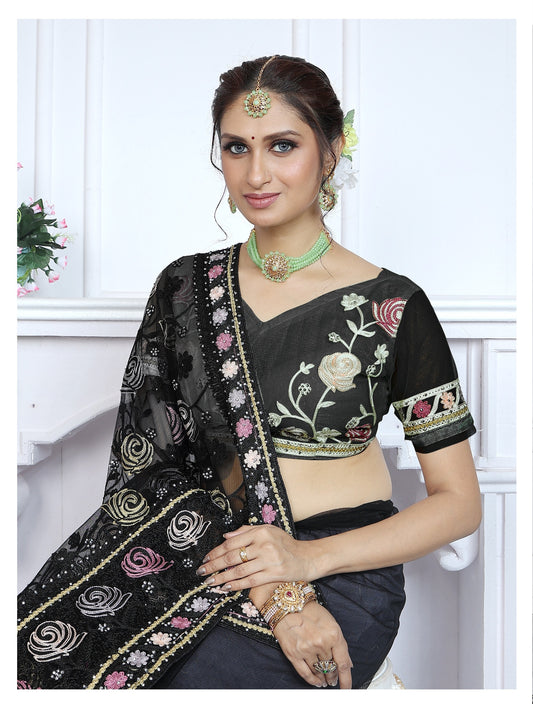 Designer Butterfly Net Saree with Embroidery & Stone Work