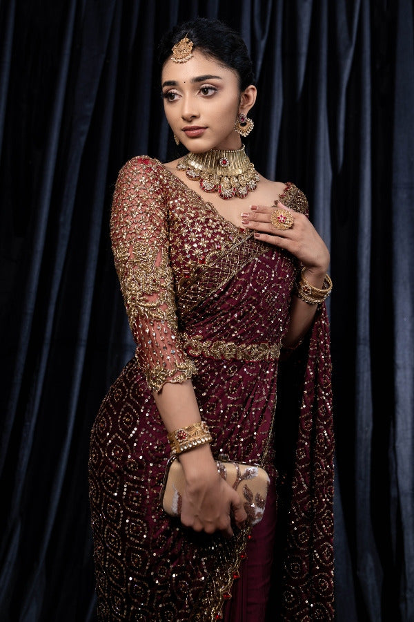 Kasturi Silk Georgette Saree with Heavy Zari & Dori Embroidery