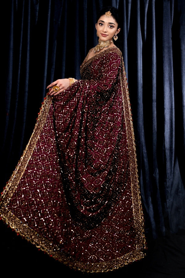 Kasturi Silk Georgette Saree with Heavy Zari & Dori Embroidery