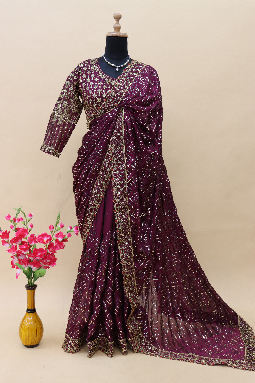 Kasturi Silk Georgette Saree with Heavy Zari & Dori Embroidery